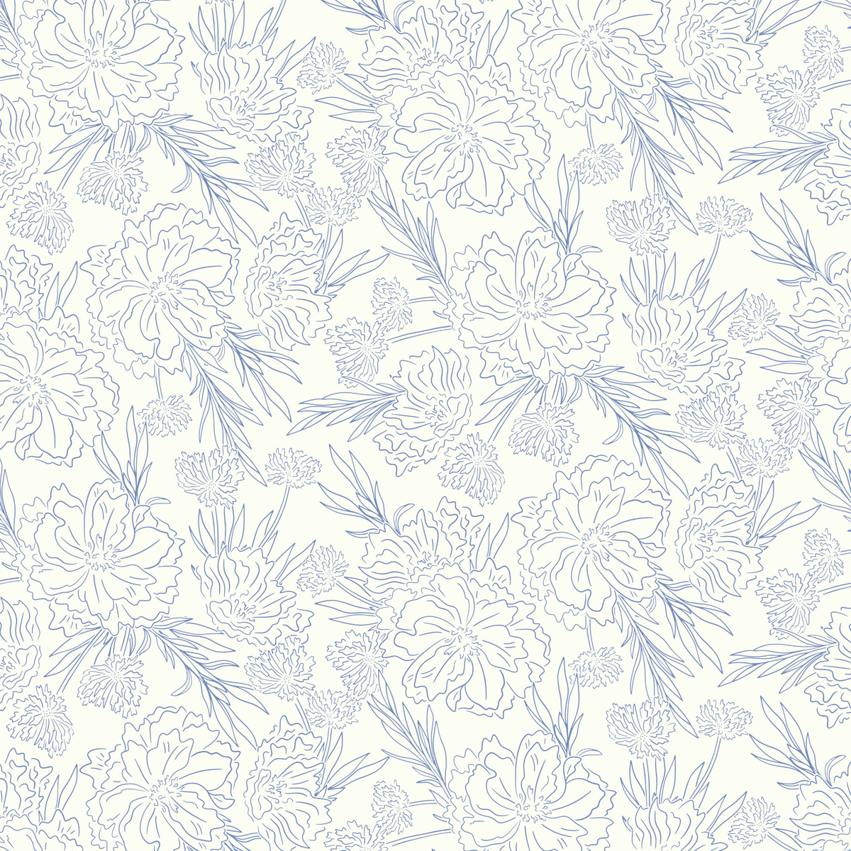 Floral Outline - Blue