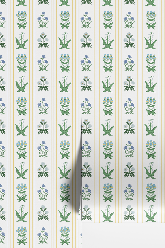 Rosemary Wallpaper in White X Kate Clay