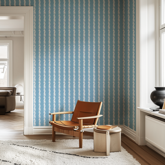 Gemma Wallpaper in Blue X Kate Clay