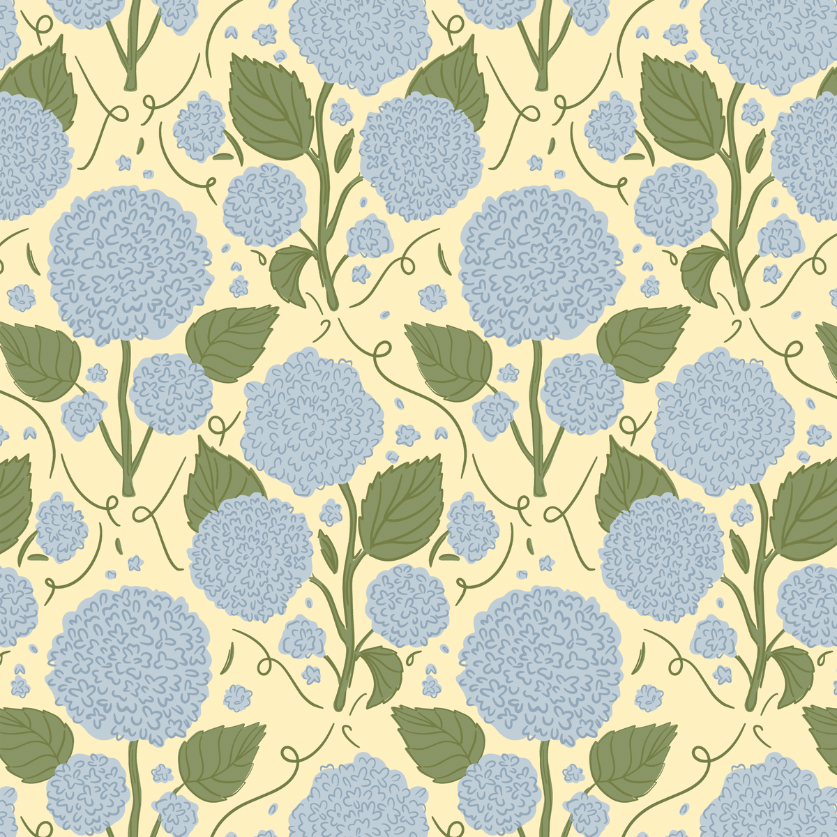 Grandmillennial Hydrangea - Blue/Yellow