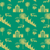 Phnom Penh Wallpaper in Turquoise by Jenna Hang