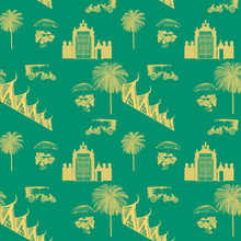  Phnom Penh Wallpaper in Turquoise by Jenna Hang