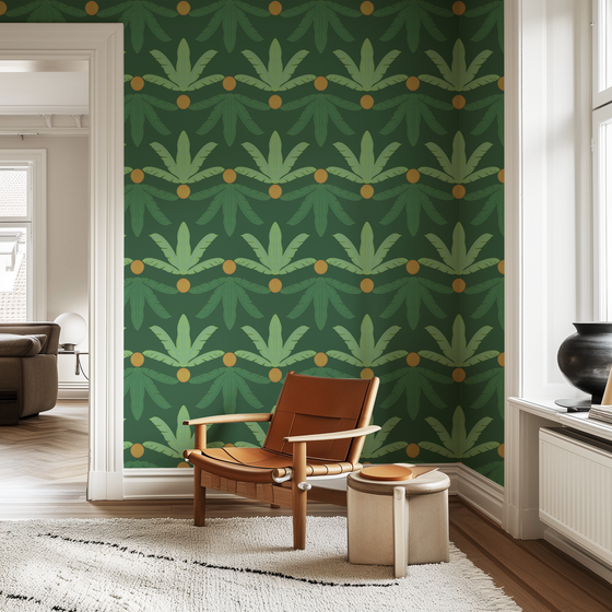 Banana Plants Wallpaper in Green by Jenna Hang