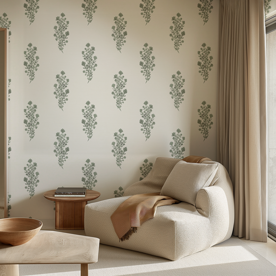 Julieta Floral Wallpaper in Green by Sabina Maria