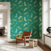 Cheetahs in the Wild Wallpaper in Teal by Jenna Hang