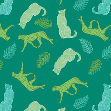  Cheetahs in the Wild Wallpaper in Teal by Jenna Hang