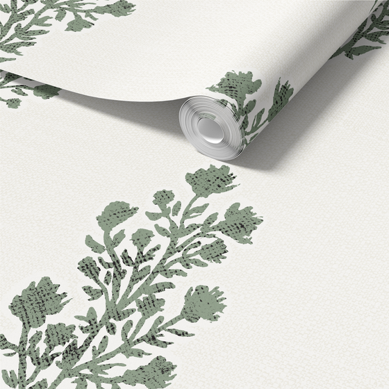 Julieta Floral Wallpaper in Green by Sabina Maria