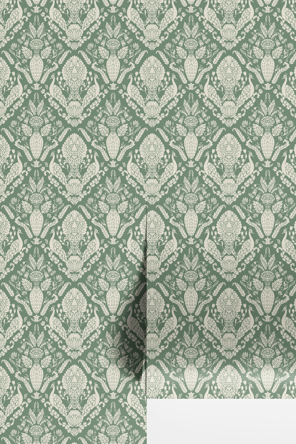 Peacock Damask - Green