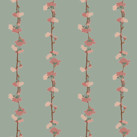 Floral Stripe Wallpaper in Green X Inés Sterlicchio