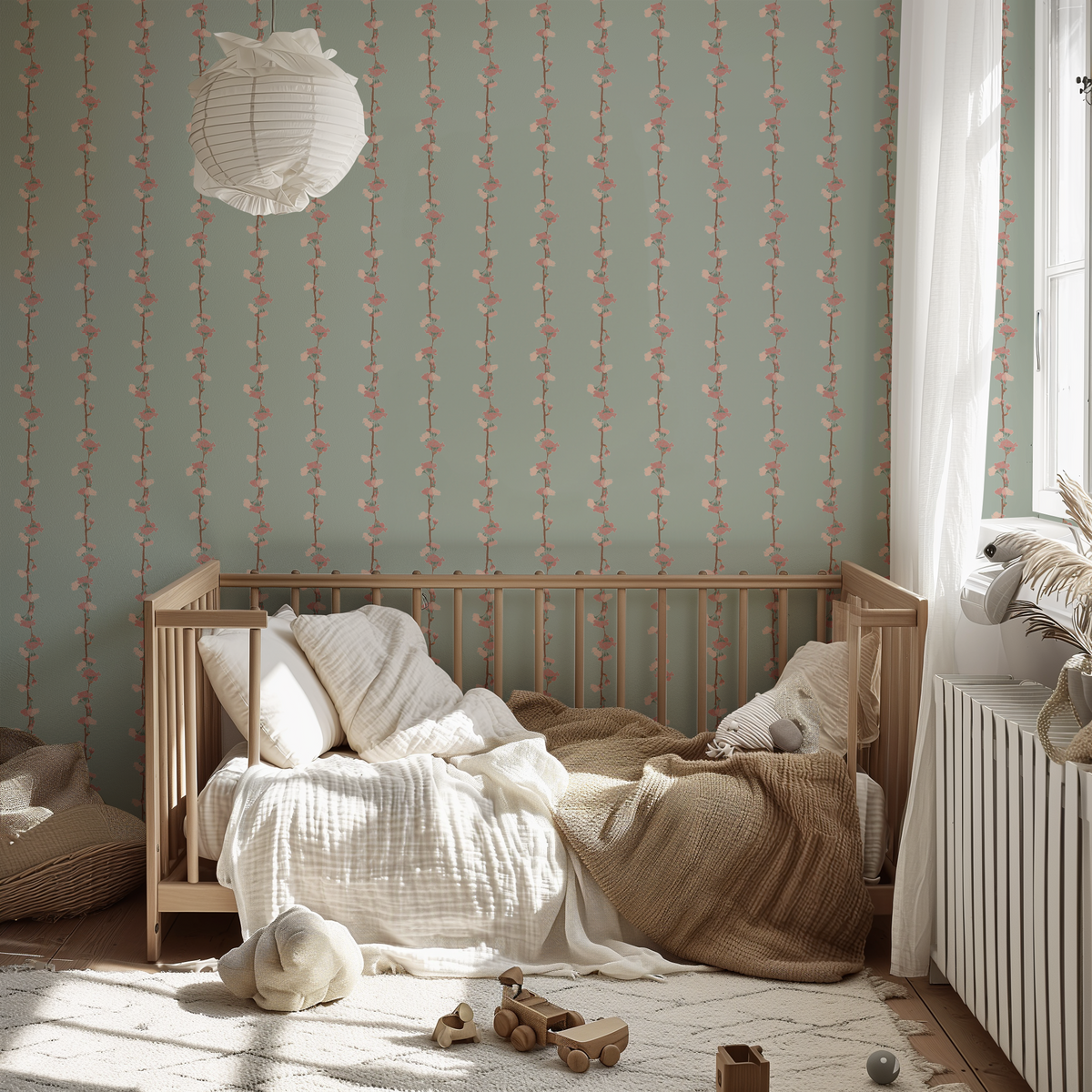 Floral Stripe - Green