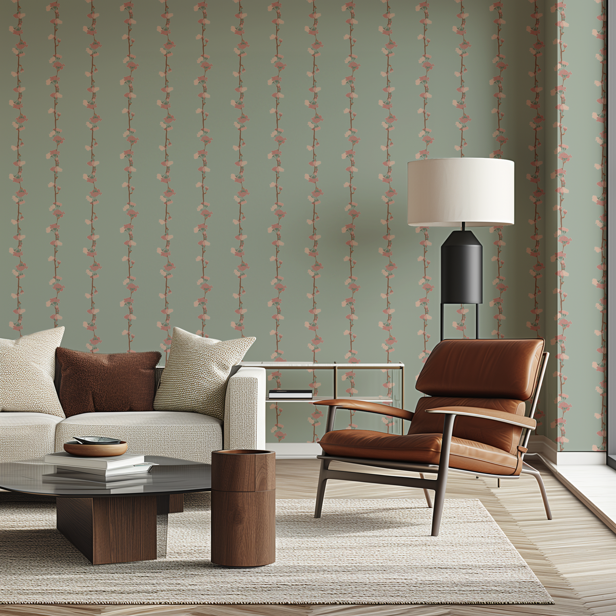 Floral Stripe - Green