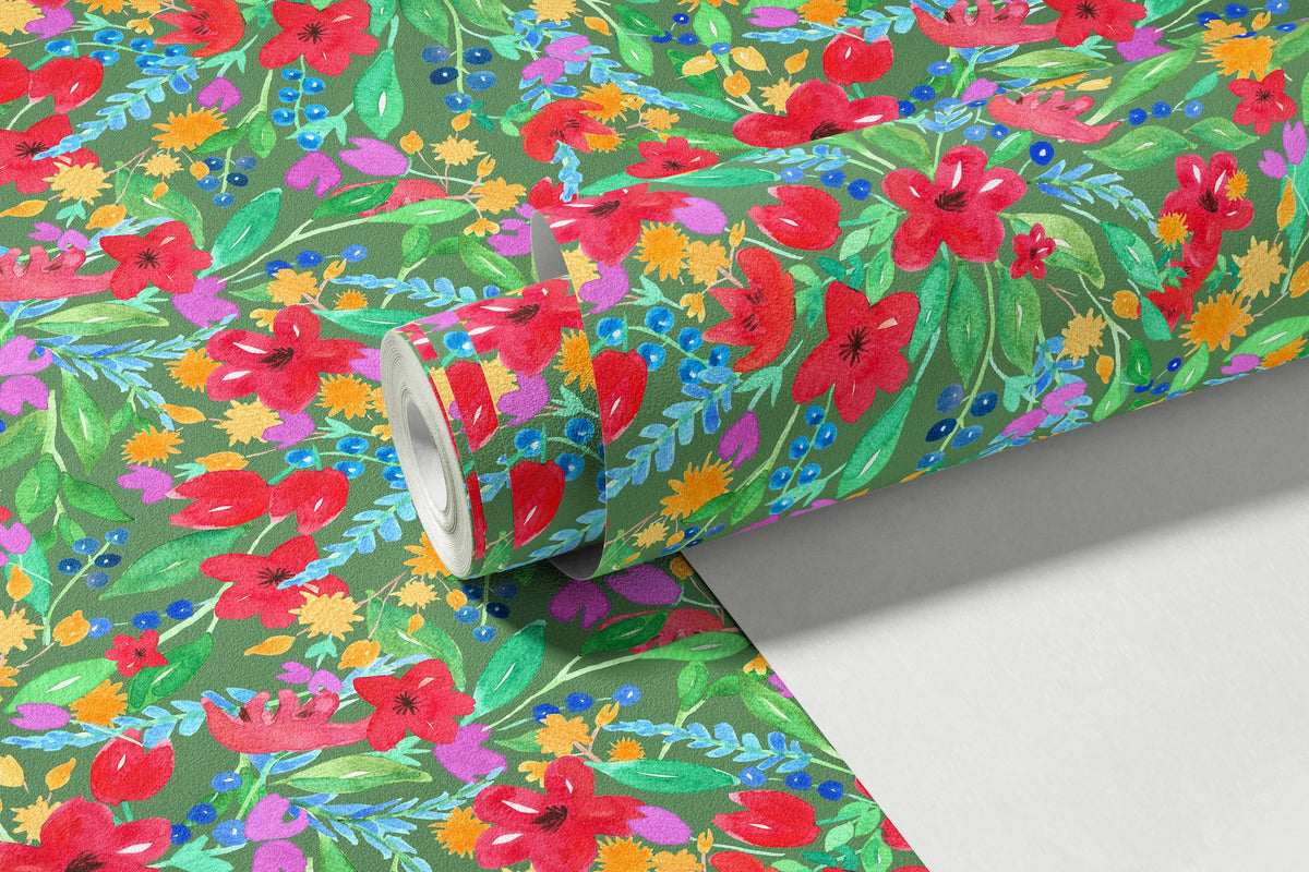 Watercolor Floral - Green