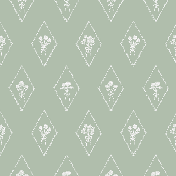 Pemberly Wallpaper in Green X Kate Clay