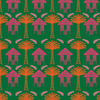 Tropical Huts Wallpaper in Green by Jenna Hang