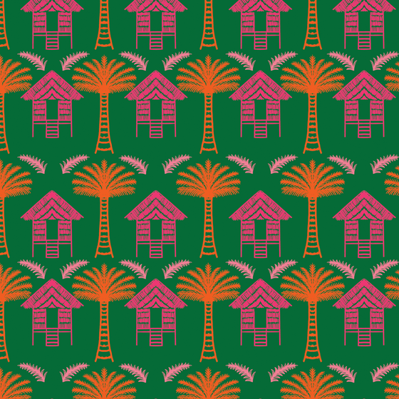 Tropical Huts in Green