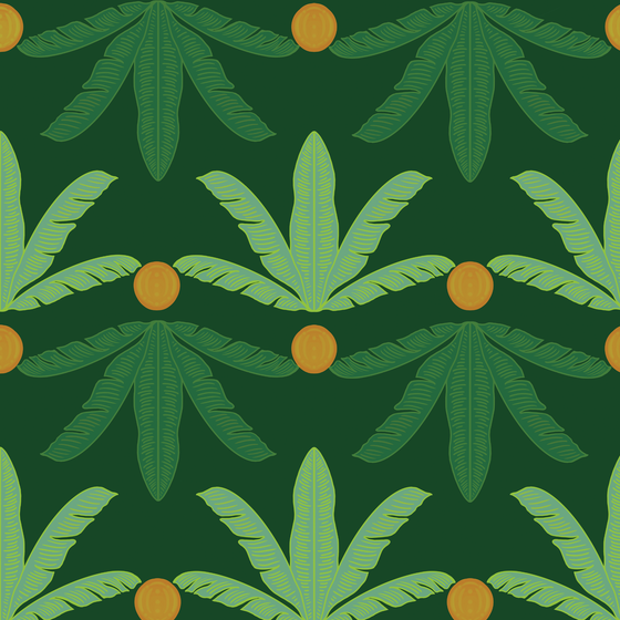 Banana Plants Wallpaper in Green by Jenna Hang