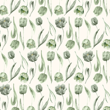  Dutch Watercolor Tulips - Green & Cream