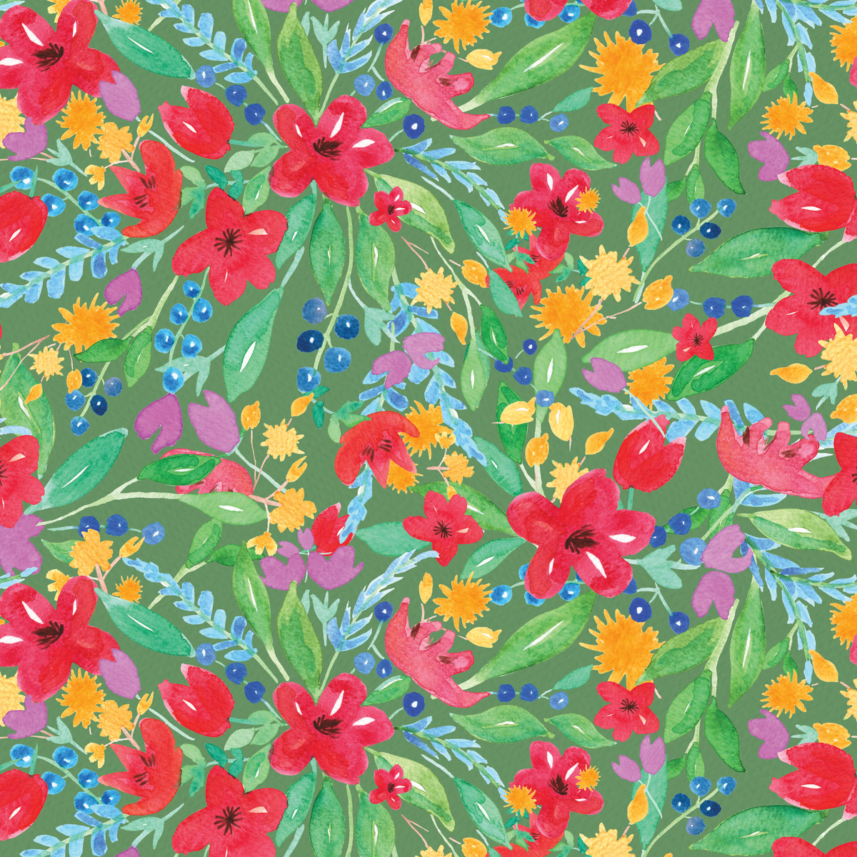 Watercolor Floral - Green