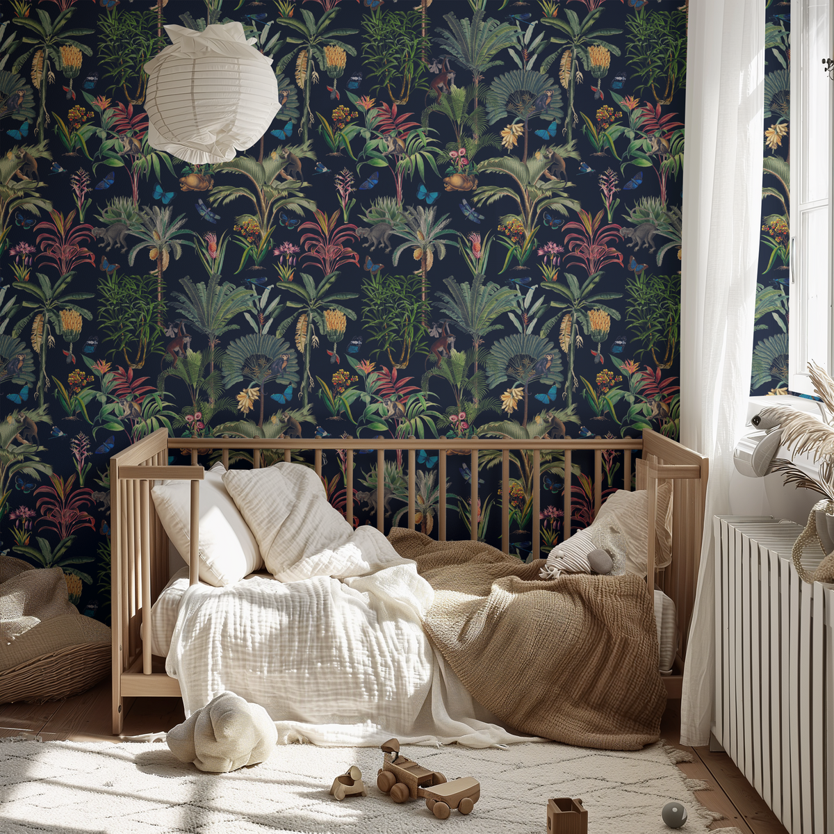 Tropical Jungle Monkeys - Navy