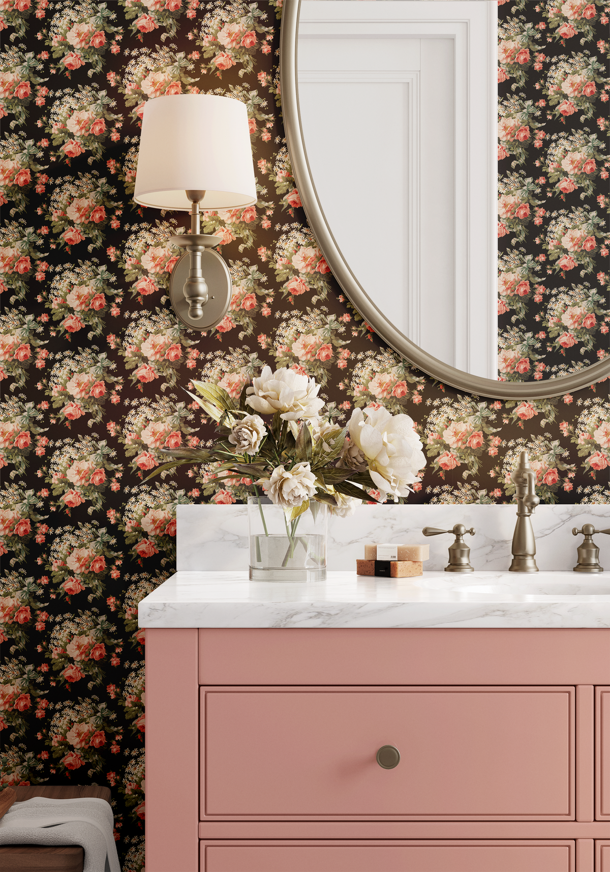 Heritage Roses and Daisies - Black