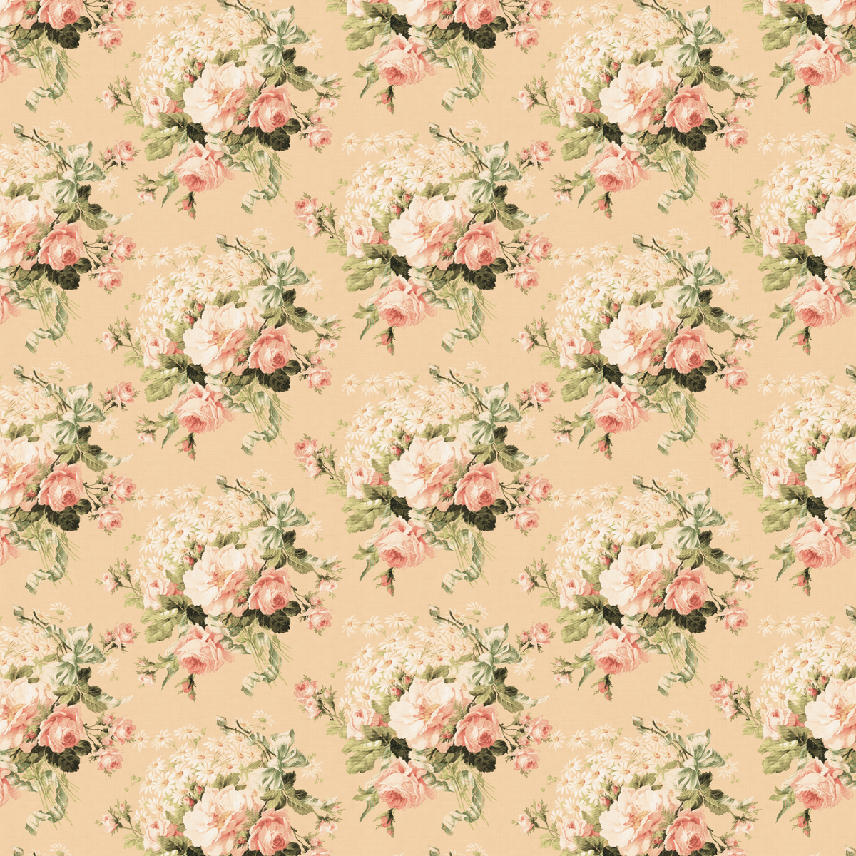 Heritage Roses and Daisies - Cream