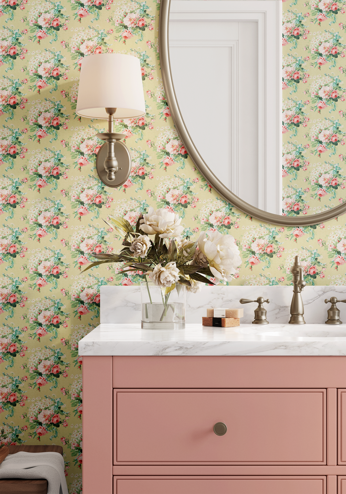 Heritage Roses and Daisies - Green