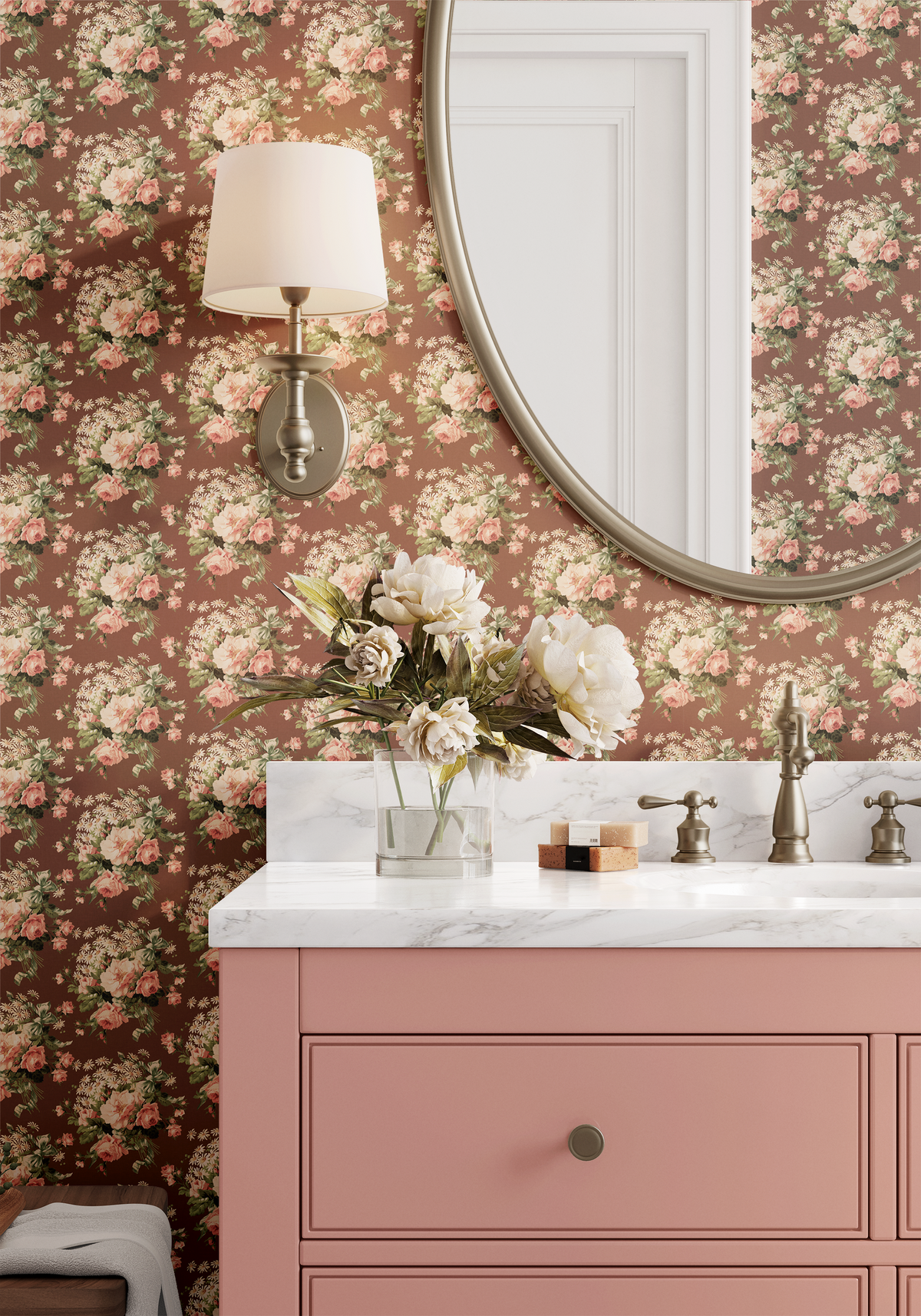 Heritage Roses and Daisies - Mocha