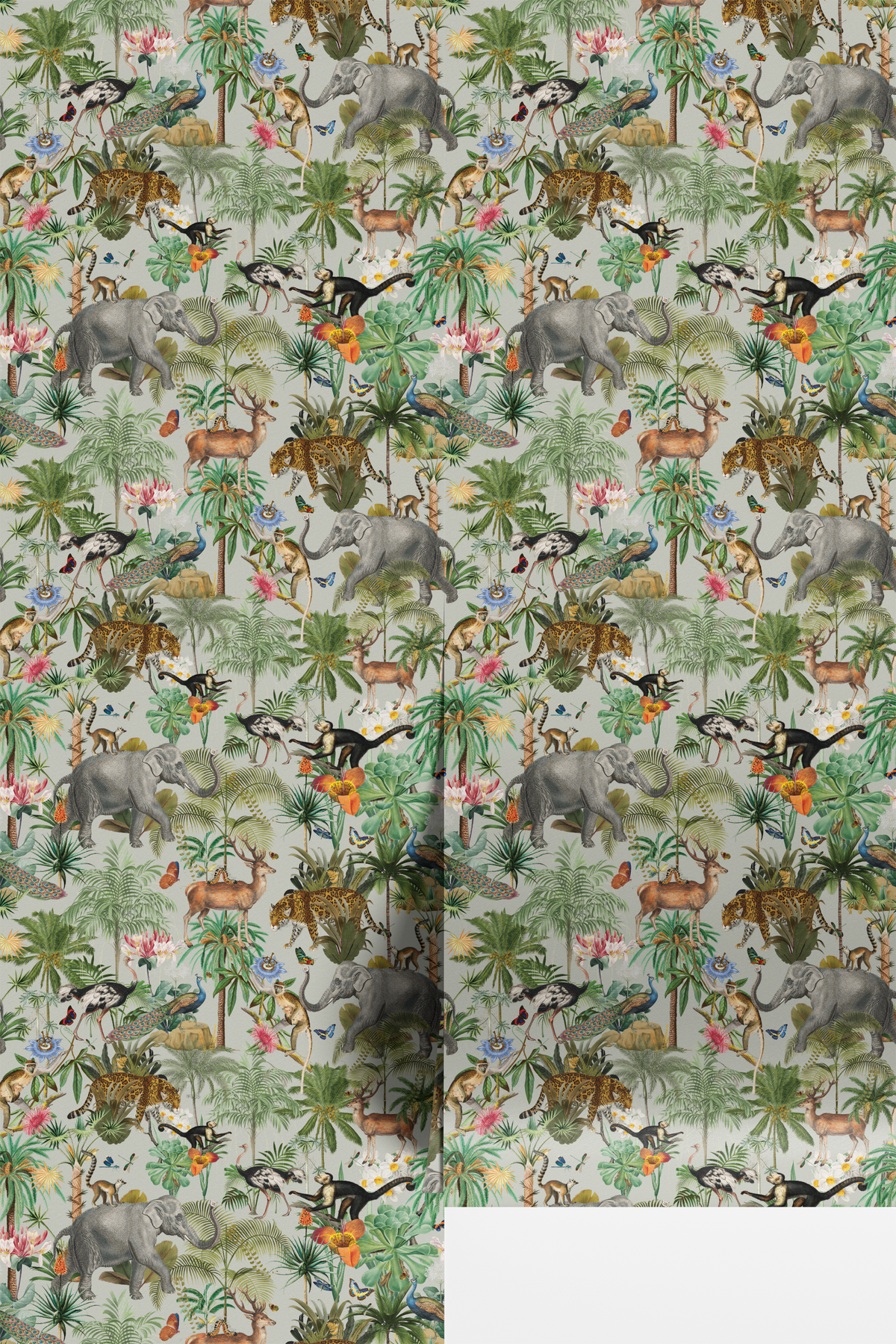 Tropical Jungle Elephants - Grey