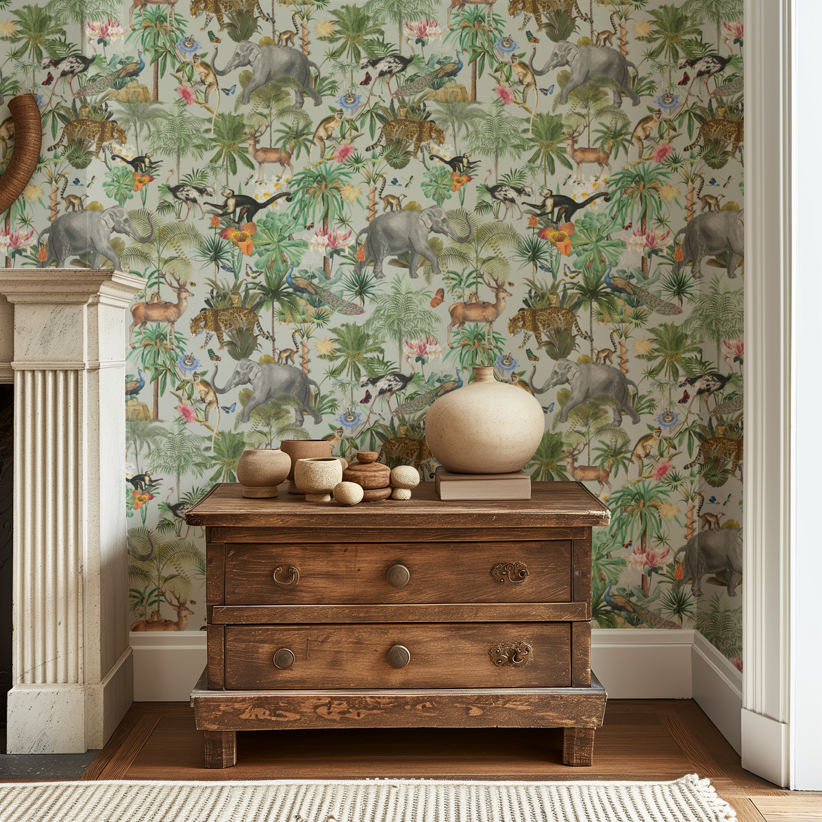 Tropical Jungle Elephants - Grey