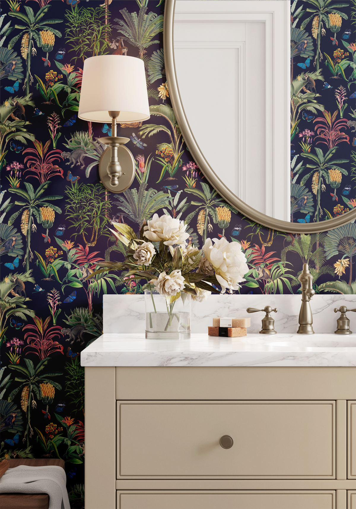 Tropical Jungle Monkeys - Navy