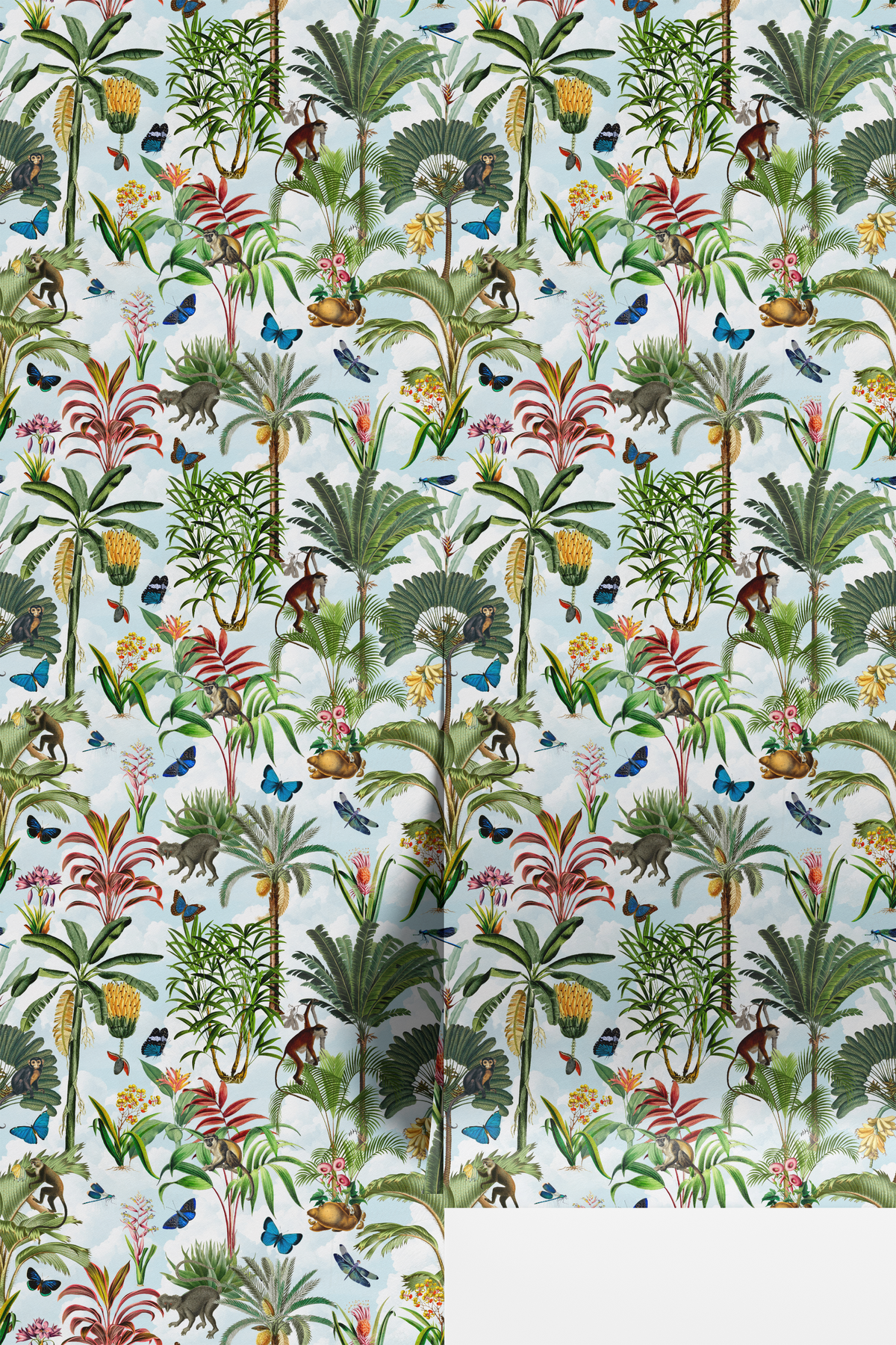 Tropical Jungle Monkeys - Sky Blue