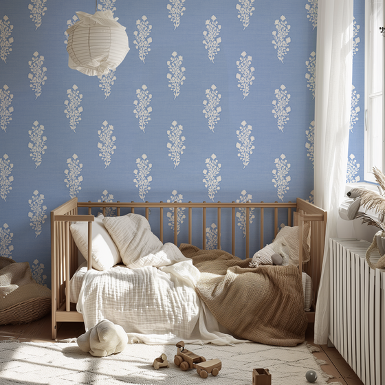 Julieta Floral Wallpaper in Blue by Sabina Maria