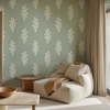 Julieta Floral Wallpaper in Green Linen by Sabina Maria