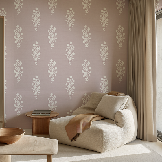 Julieta Floral Wallpaper in Rose Quartz by Sabina Maria