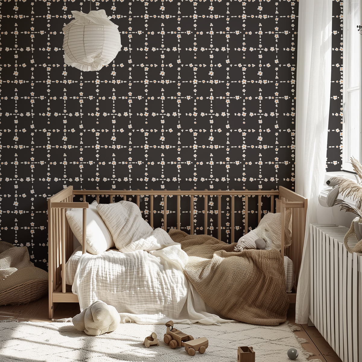 Abstract Ditsy Flower - Black