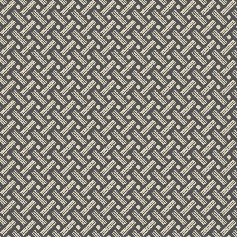 Kintamani in Charcoal, a geometric basketweave wallpaper in dark grey and cream by Funky Paper Co
