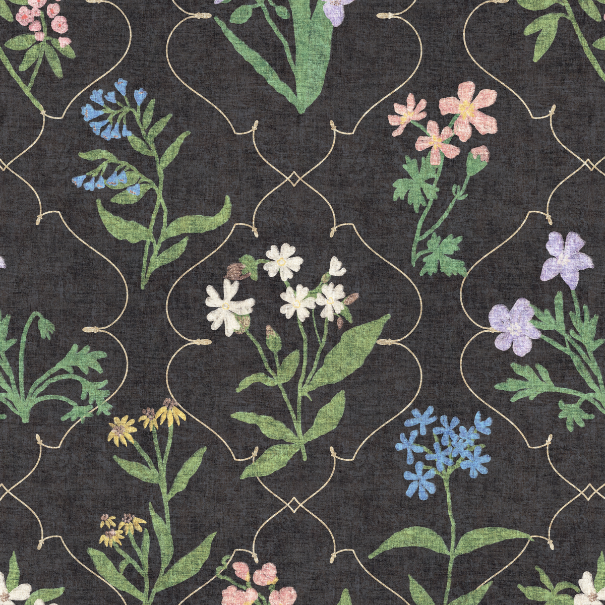Lattice Wildflowers - Black