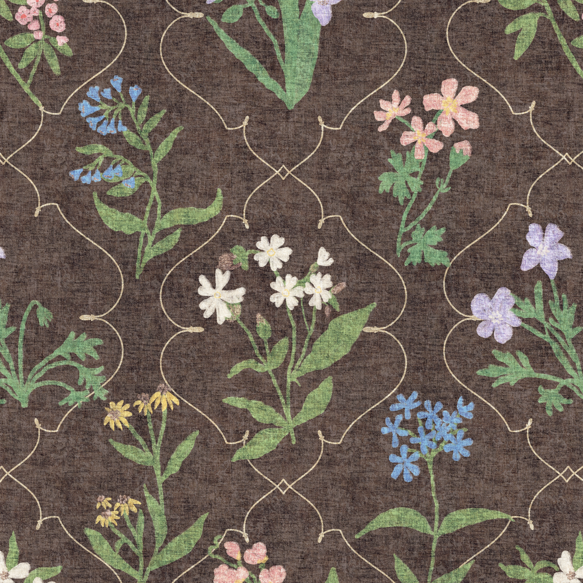 Lattice Wildflowers - Brown