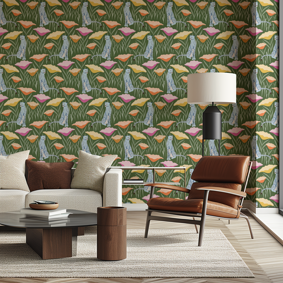 Cheetah Wallpaper in Green X Juliana Tipton