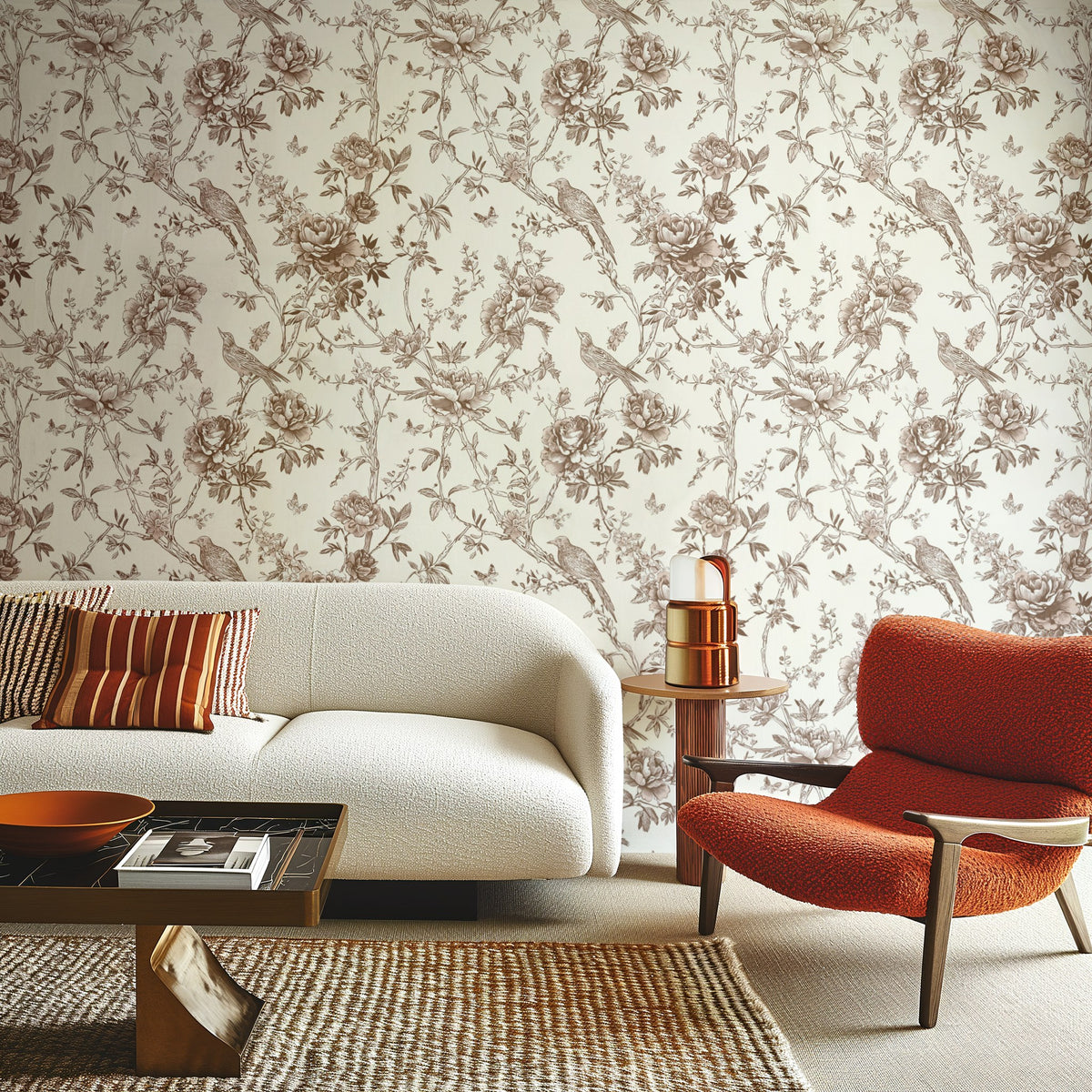 Chinoiserie Garden Birds - Brown