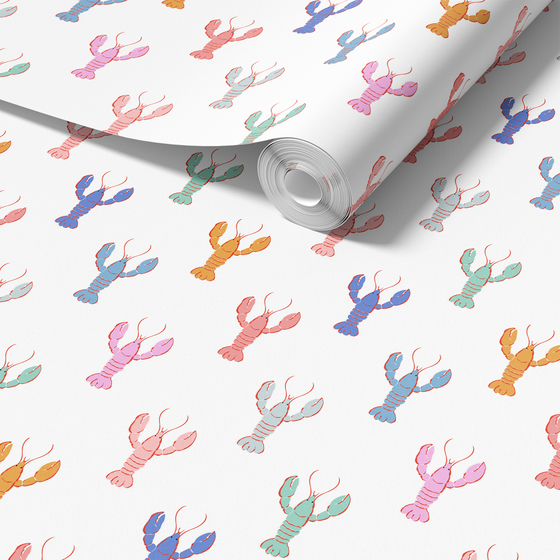 Lobster Fête White Wallpaper X Kate Clay