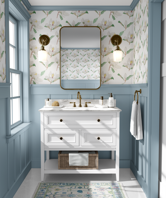 Magnolia Wallpaper in White X Katie Blasko