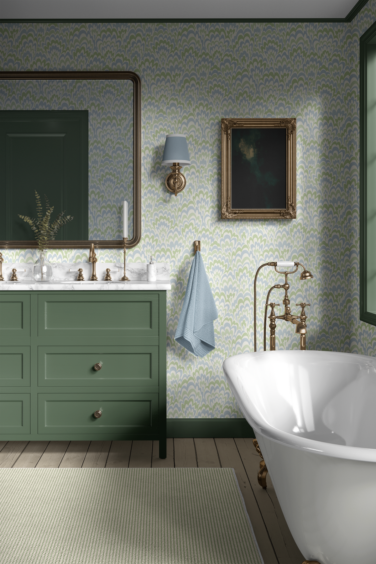 Marble Fan - Blue/Green