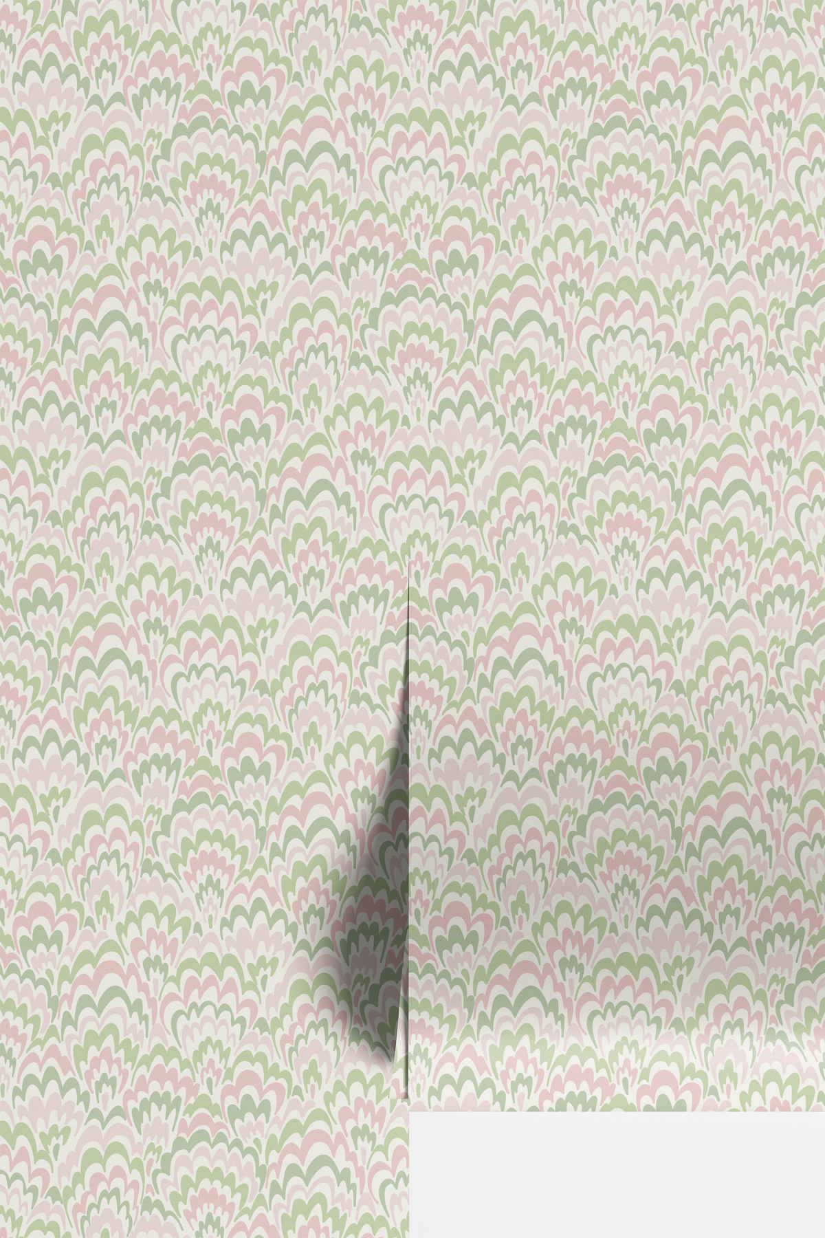 Marble Fan - Green/Pink
