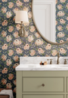 Midnight Florals Wallpaper in Faded Navy by Sabina Maria