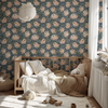 Midnight Florals Wallpaper in Faded Navy by Sabina Maria