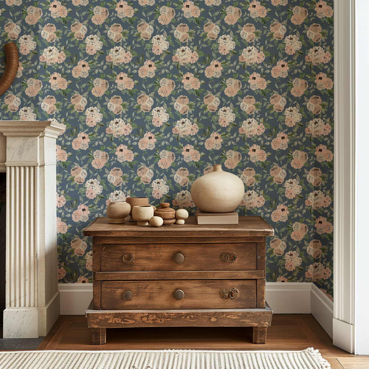 Midnight Florals - Faded Navy