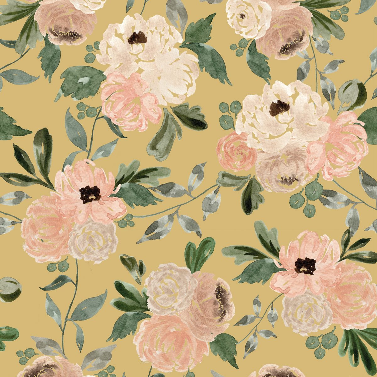 Midnight Florals - Mustard