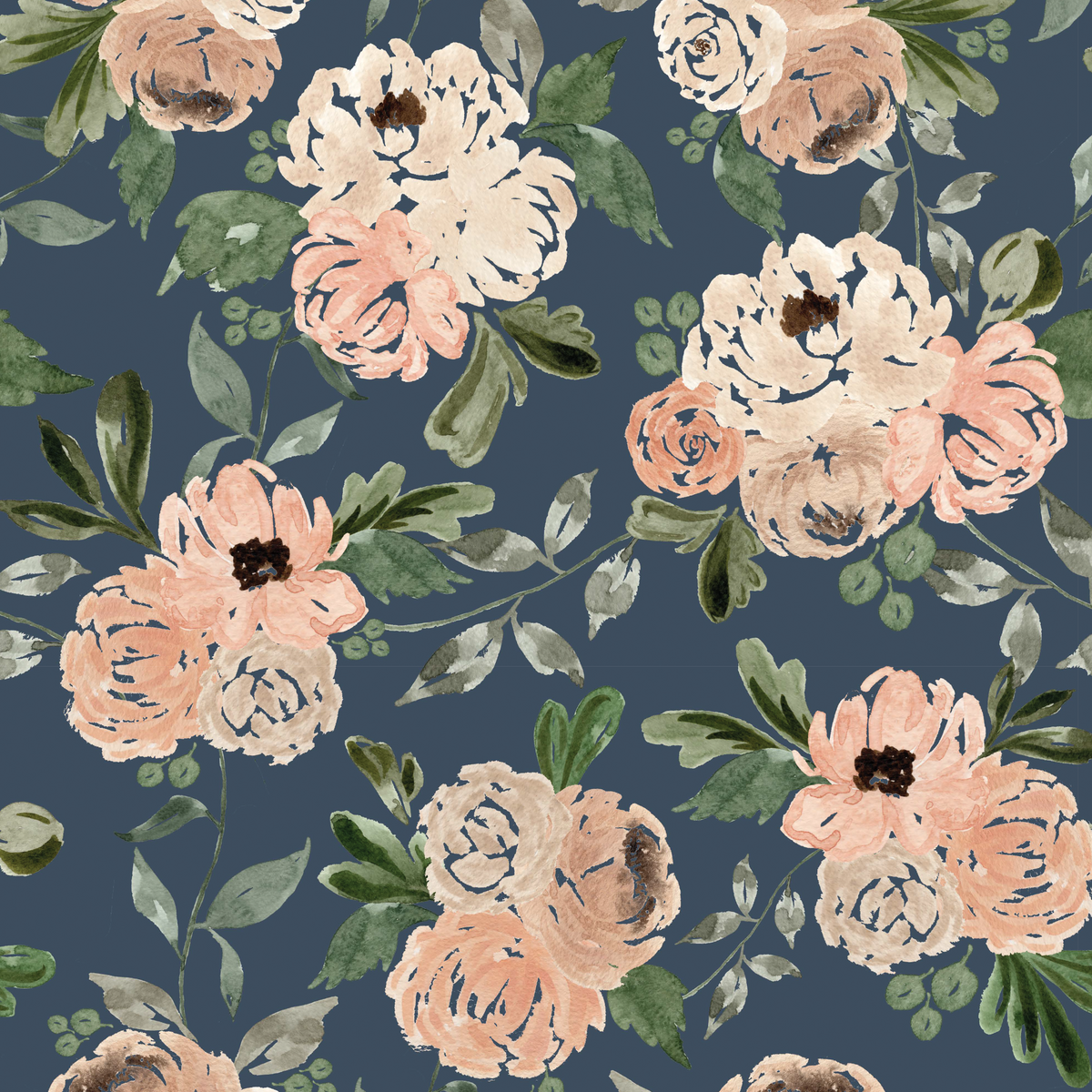 Midnight Florals - Faded Navy