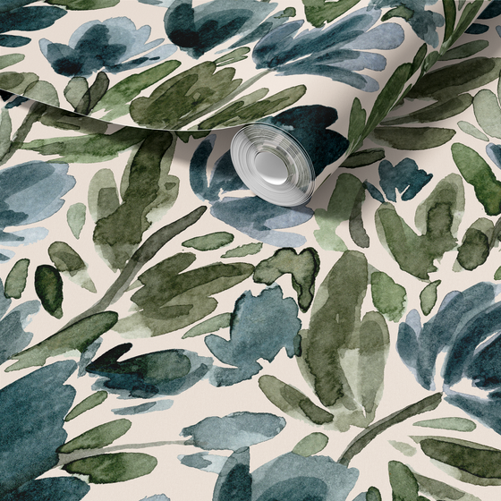 Tulip Vines Wallpaper in Cream by Sabina Maria